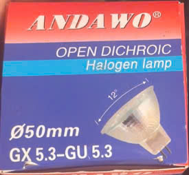 Bóng đèn chén Halogen cho kính hiển vi ANDAWO GX 5.3-GU 5.3, (ánh sáng vàng)