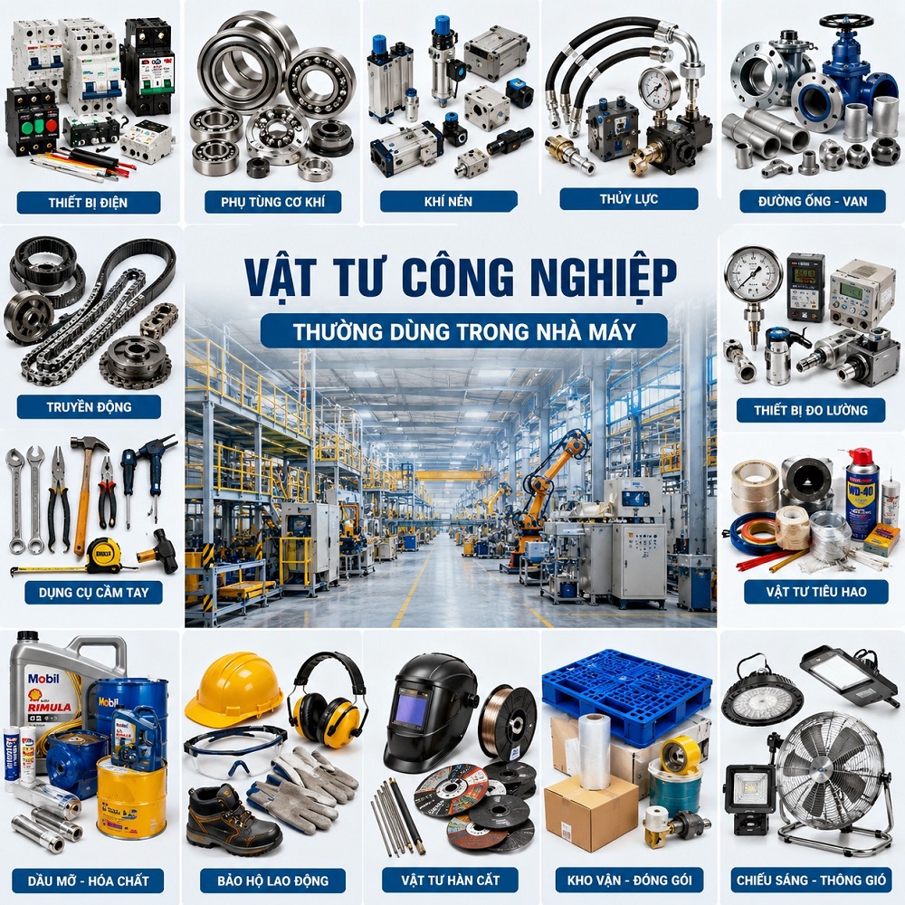 Các Loại Vật Tư Công Nghiệp Thường Dùng Trong Nhà Máy