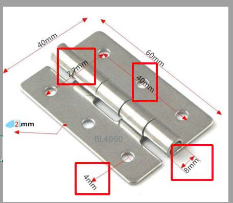 Bản lề inox 304 KT 40x60mm, dày 1.5mm - BL4060