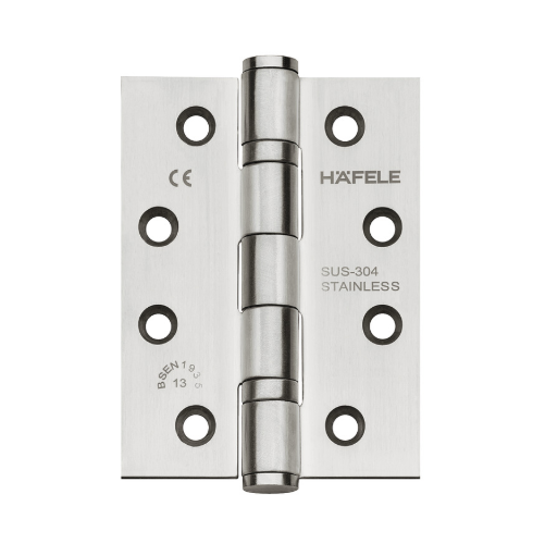 Bản lề lá chống cháy Hafele 926.98.040, inox 304, kích thước 102 x 76 x 3mm, 2 vòng bi, chịu lực 120kg/3 bản lề