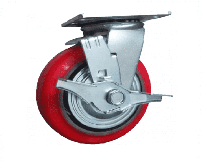 Bánh xe PU phi 150 xoay, có khoá tải trọng khoảng 250-300kg