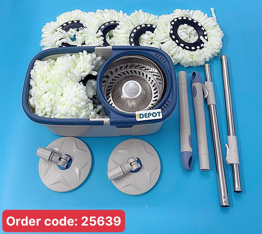 Bộ chổi lau nhà xoay 360 Độ( bao gồm 1 chậu giăt+2 cây lau+8 bông lau