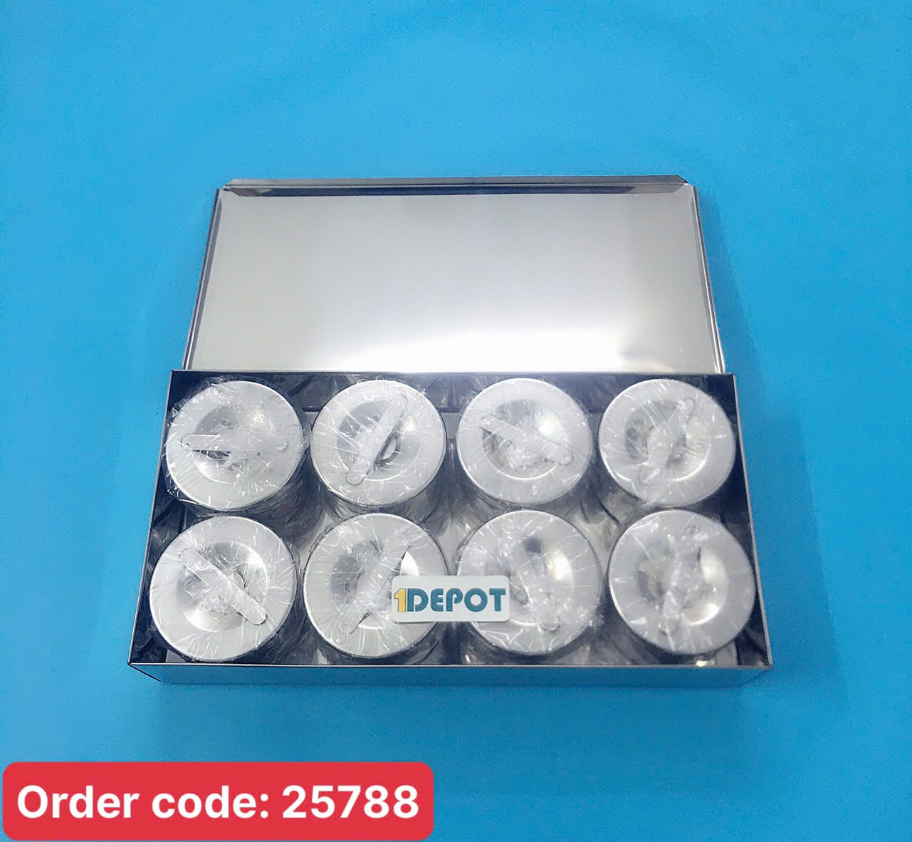 Bộ lưu mẫu 8, chứa 8 lọ ( 300ml/ lọ), chất liệu inox 304