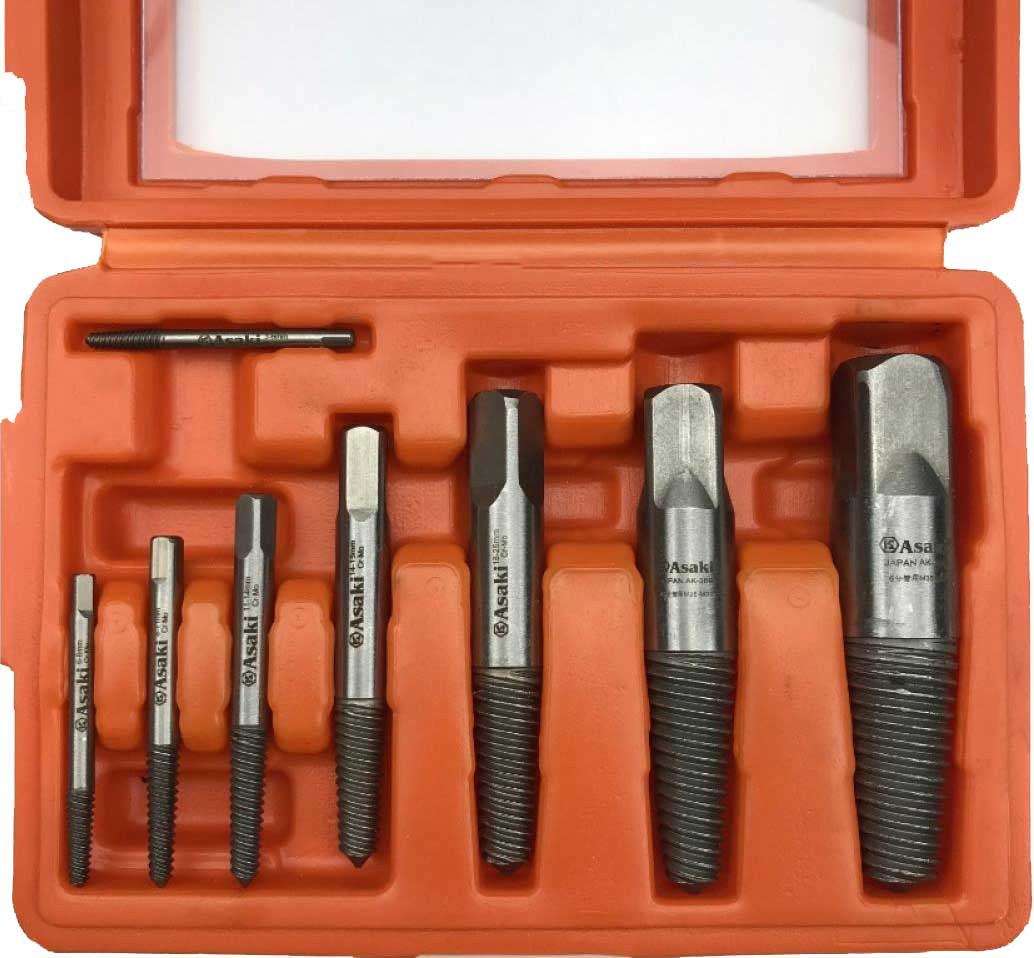 Bộ mũi ren lấy bu lông ốc vít và đầu ống nước gãy 8 chi tiết Asaki AK-3698