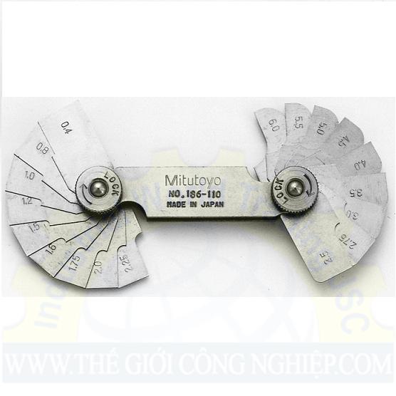 Bộ thước dưỡng đo bán kính Mitutoyo 186-110, 18 lá/0.4-6mm