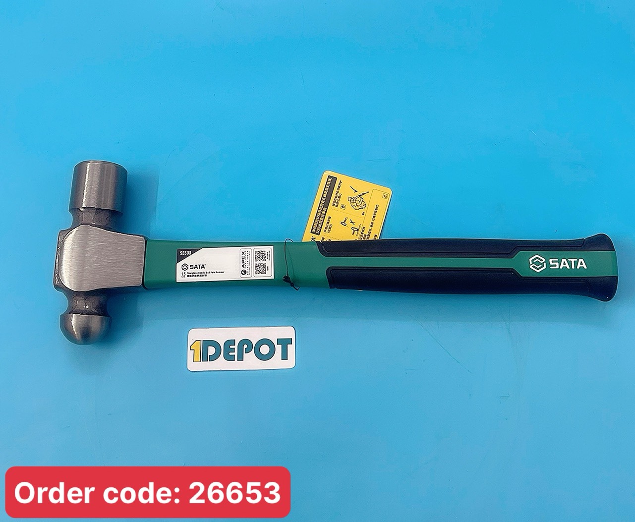 Búa đầu tròn cán sợi thủy tinh 24oz/680g Sata 92303