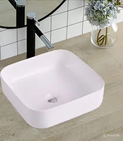 Chậu rửa lavabo dương bàn đá Luco 8105 men sáng bóng, kiểu dáng hiện đại