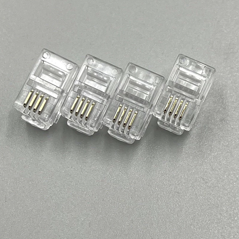 Đầu bấm điện thoại RJ9 4P4C, 4 chân đồng, 100 cái/gói