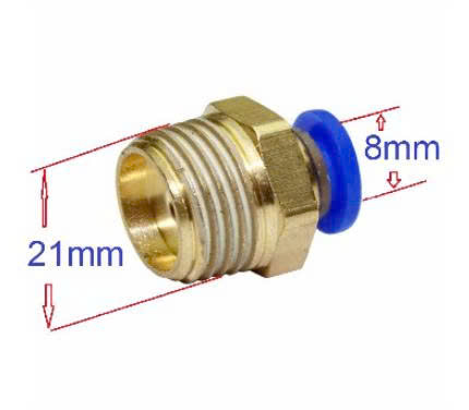 Đầu nối nhanh khí nén pc8, ren ngoài phi 21