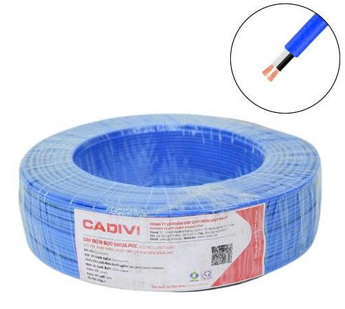 Dây cáp điện đôi mềm ovan Vcmo Cadivi 2x1.0mm2 màu xanh, ruột đồng bọc nhựa PVC, cuộn 100 mét