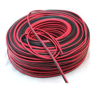 Dây điện đôi đỏ đen 2x0.5mm, ruột đồng bọc nhựa PVC, dẫn tải dưới 100W, 1 cuộn/100m