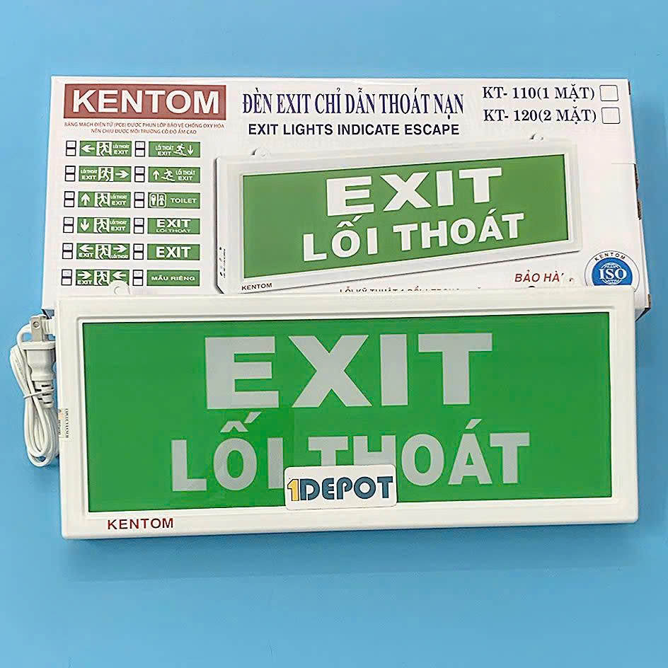 Đèn exit (thoát hiểm) 1 mặt Kentom KT110 (có kiểm định)