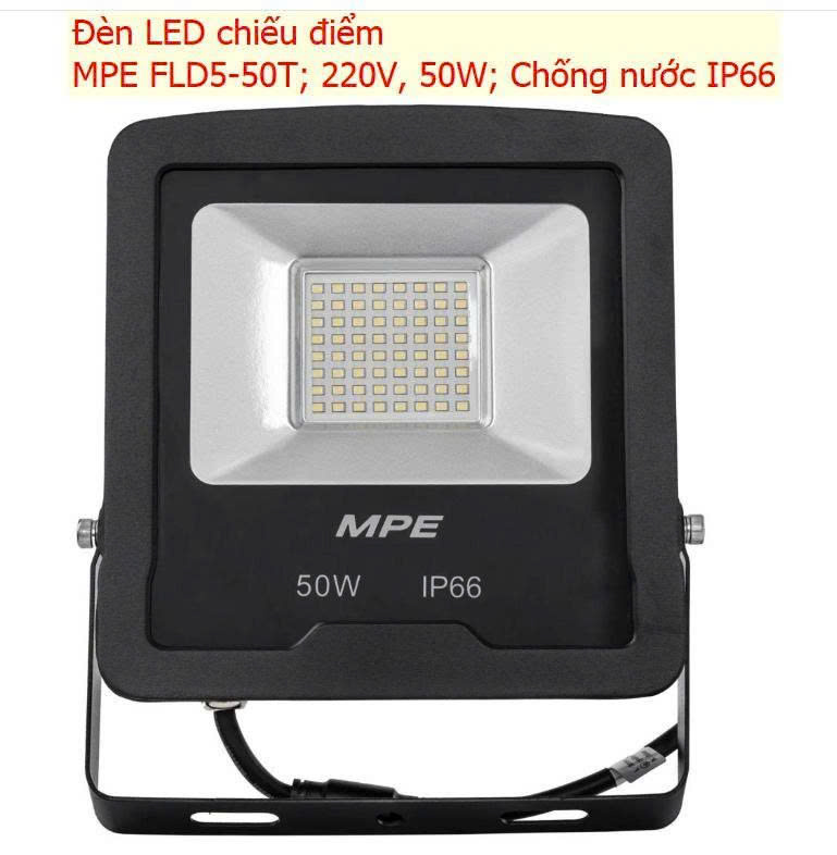 Đèn Led pha MPE FLD5-50T 50W, 200x241x36mm, ánh sáng trắng