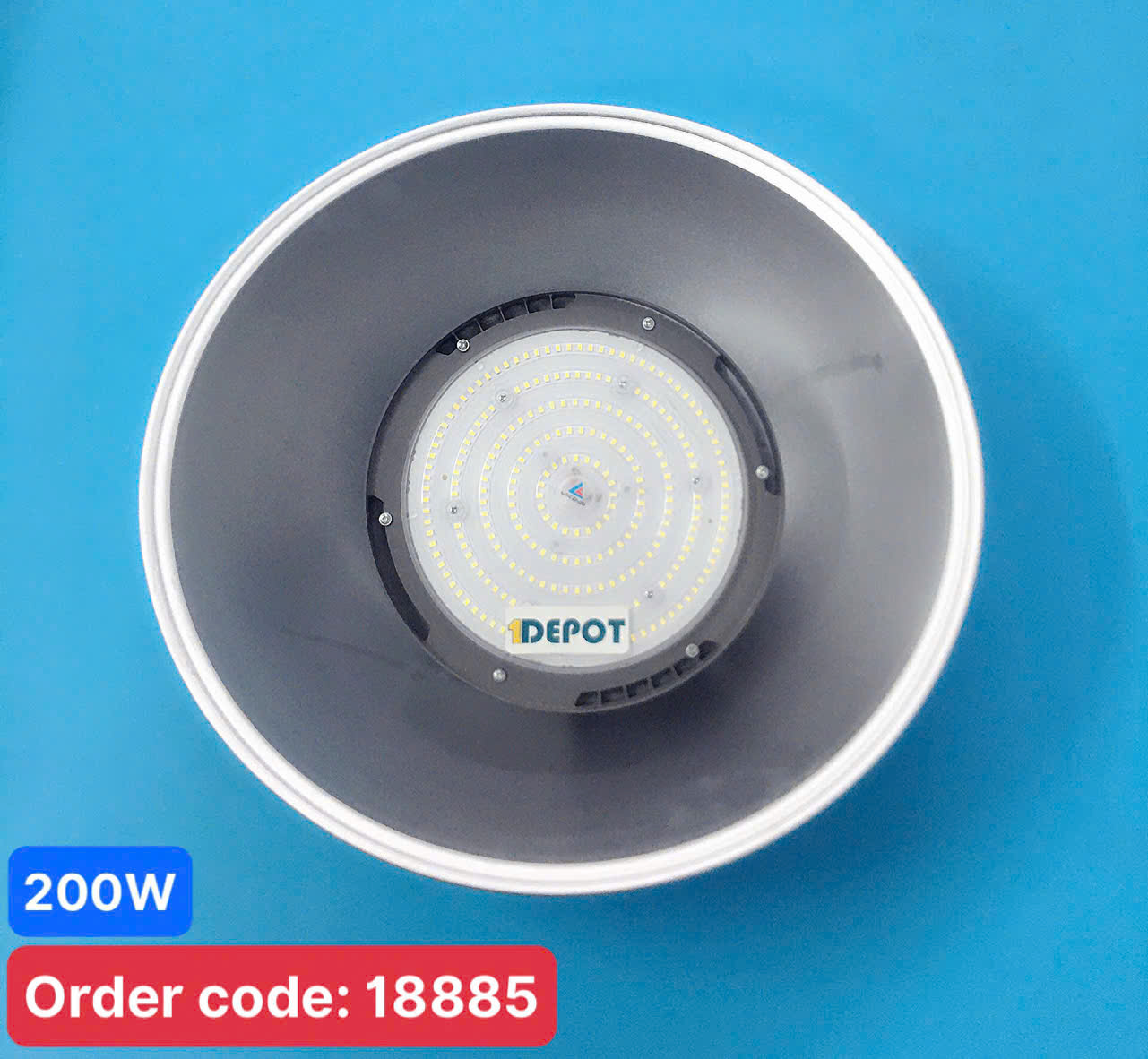 Đèn nhà xưởng 200W Lingzhao, ánh sáng trắng, kích thước 120x230x460mm (dài x rộng x đường kính chao đèn)