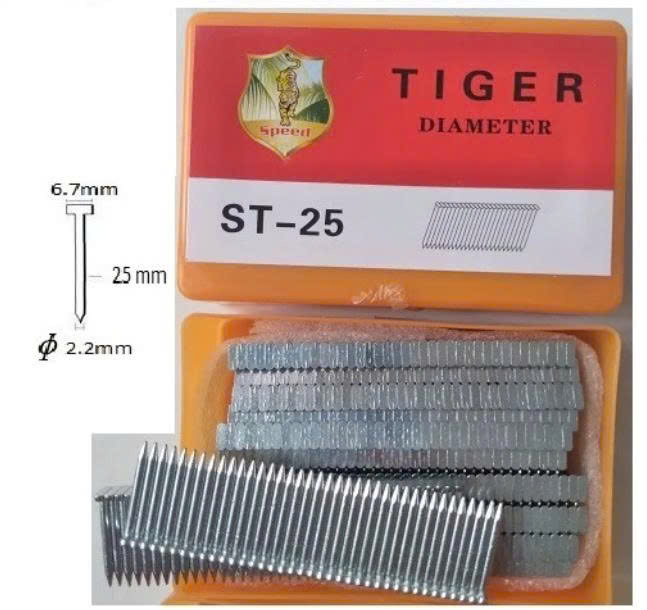 Đinh bắn bê tông Tiger ST25, chiều dài thân đinh 25 mm, 646 cây đinh/hộp