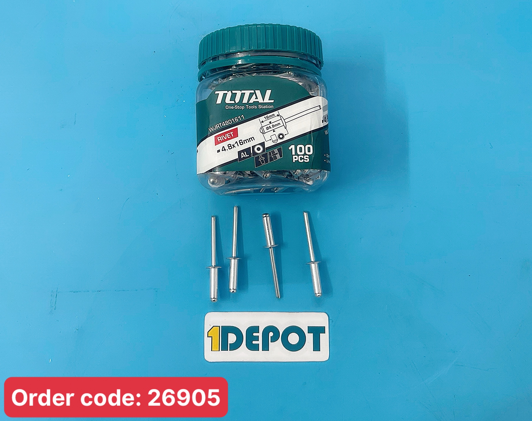 Đinh rive nhôm Total WJRT4801611 4.8x16mm ( 100 cái/ hộp)