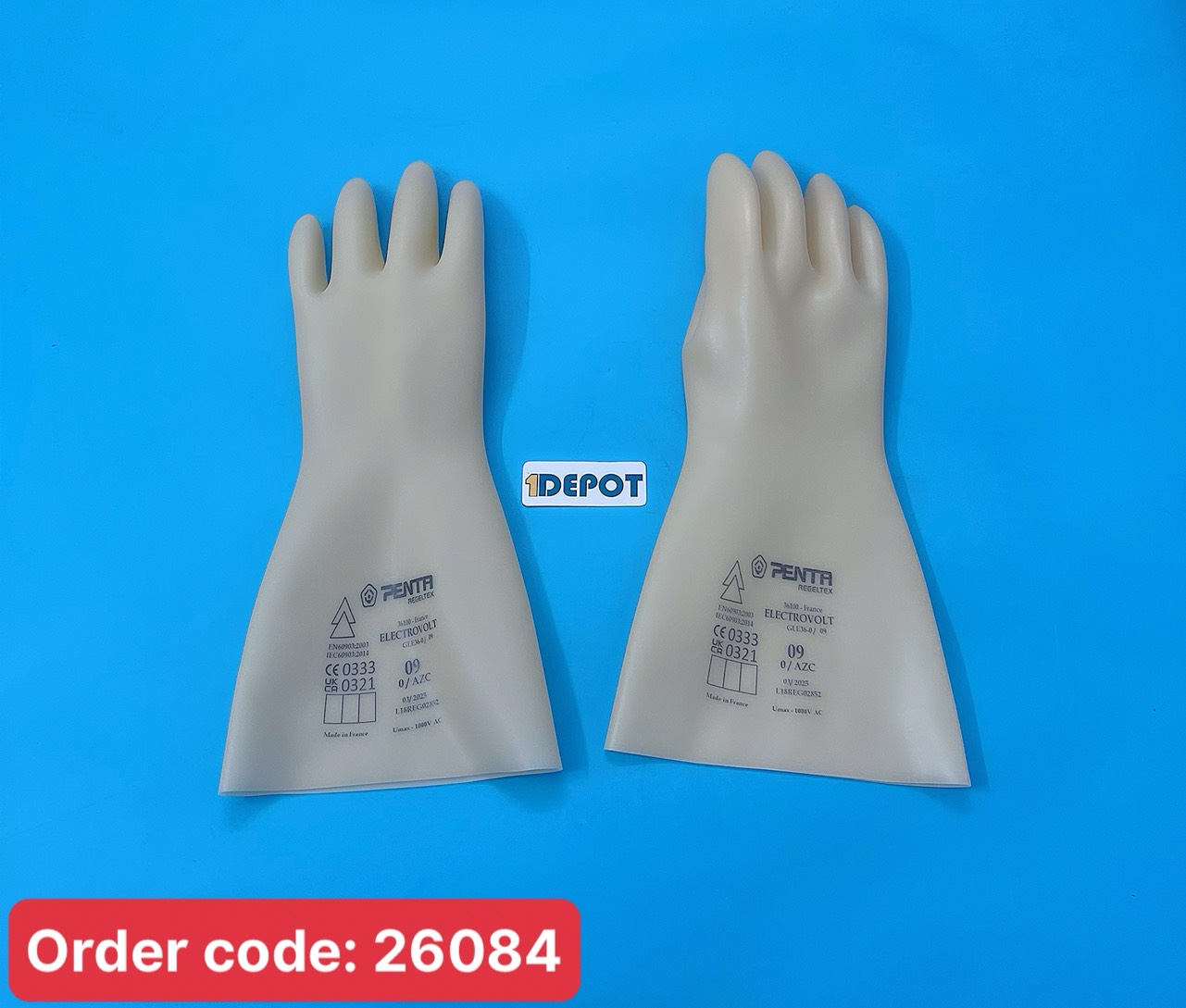 Găng tay cách điện Penta Regeltex Class 0 cách điện 1000V (LATEX), size 09