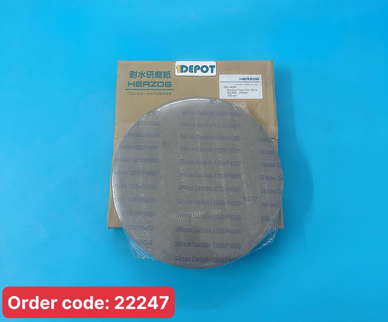 Giấy mài mẫu Herzog 250-4000, đường kính 250mm, độ mịn grit #4000, không có keo dính, 1 hộp/100pc