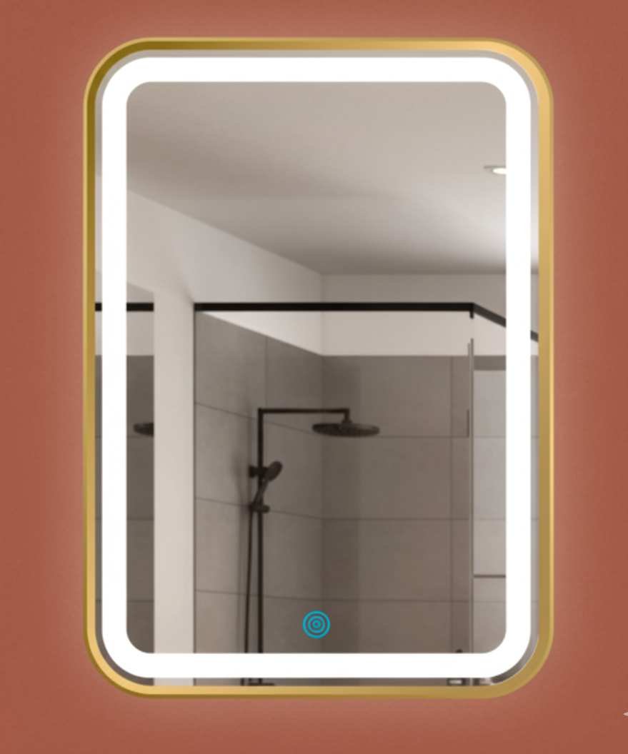 Gương phòng tắm Vanni GVL-01 50x70cm, viền Inox xi vàng sang trọng