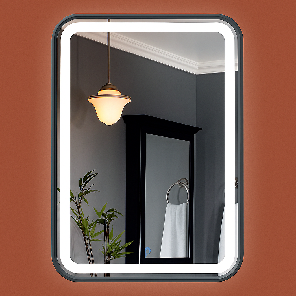 Gương phòng tắm Vanni GVL-02  50x70cm, viền Inox xi đen sang trọng