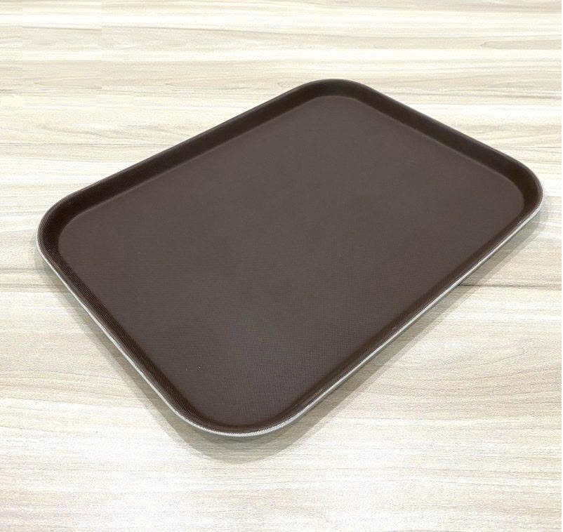 Khay phục vụ chống trượt chữ nhật 420 x 350mm, chất liệu nhựa PP, màu nâu