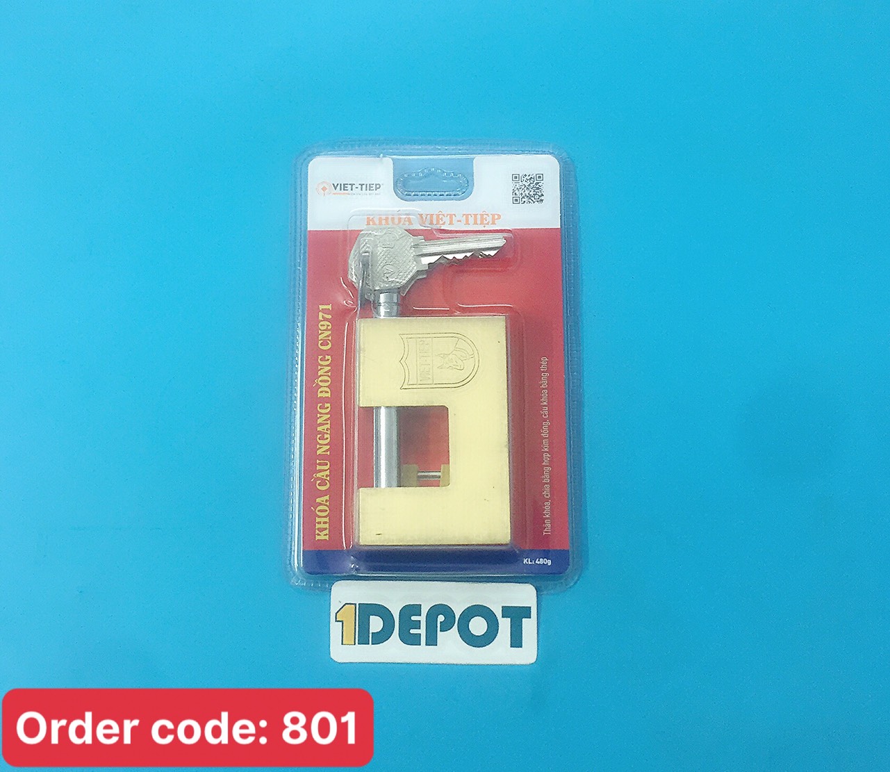 Khóa cầu ngang việt tiệp cn971, chất liệu đồng