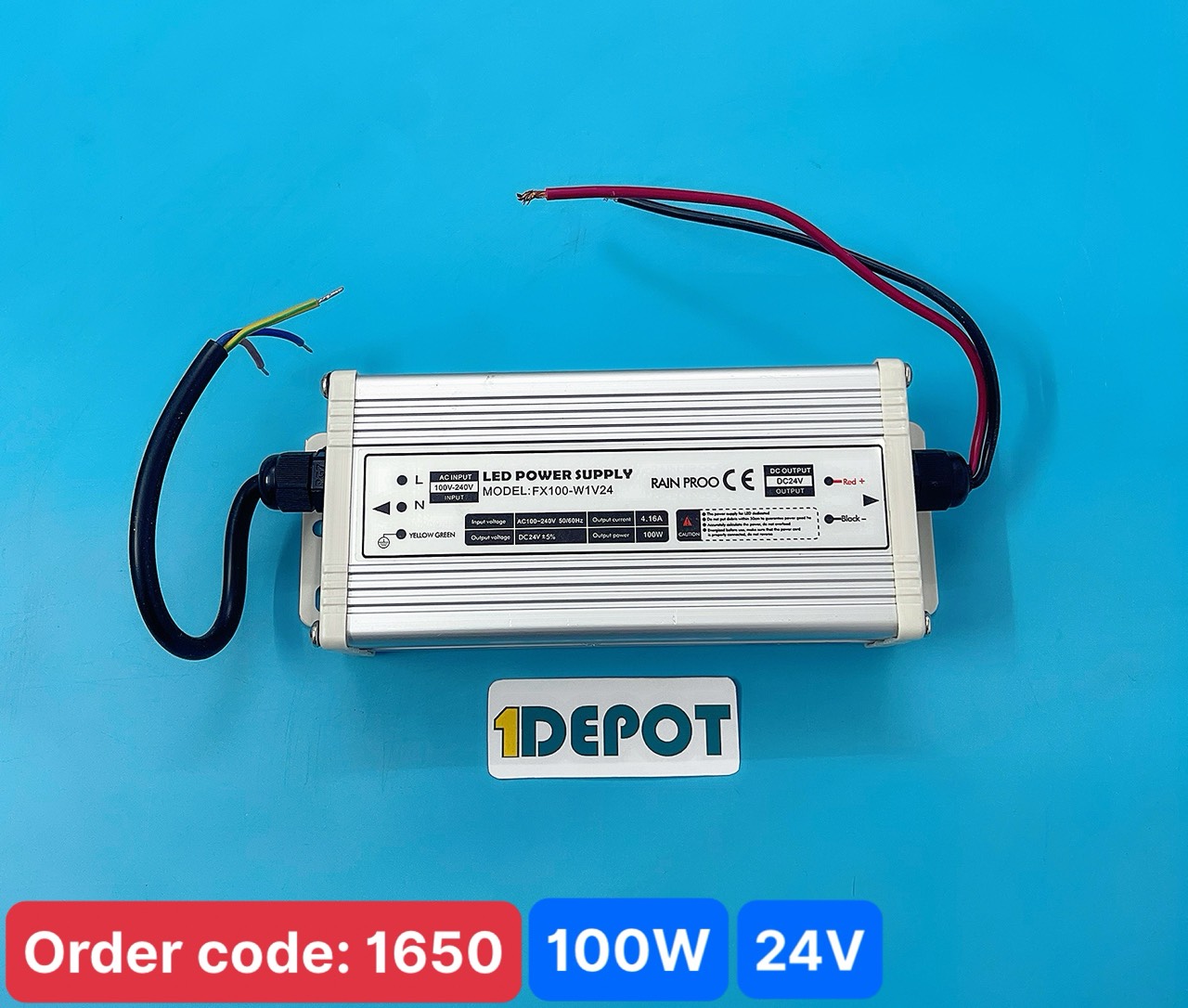 Nguồn 100W cho led dây JCVTECH JCV-100-24, điện áp vào 220V, điện áp ra 24V