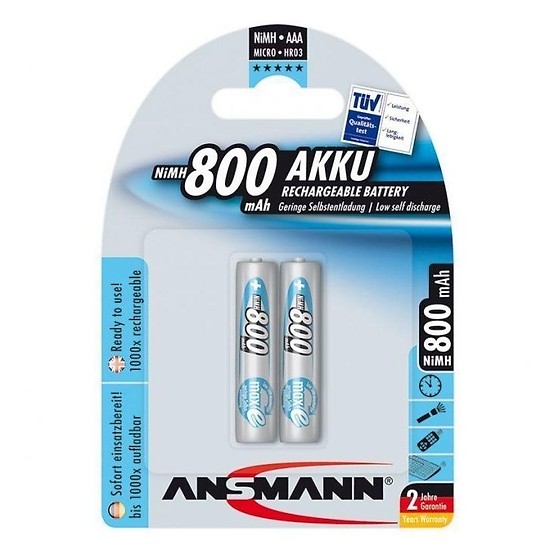 Pin sạc AAA 1.2v HR03 Ansman 800mAh, 2 viên/vỉ