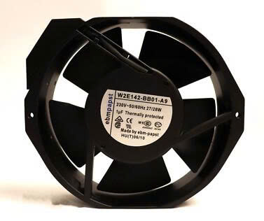 Quạt tản nhiệt ebm-papst W2E142-BB01-A9, 230V, 27/28W, 172x150x38mm (L-H-W), dòng điện 0,12/0,13A, kết nối dây dẫn 2 sợi