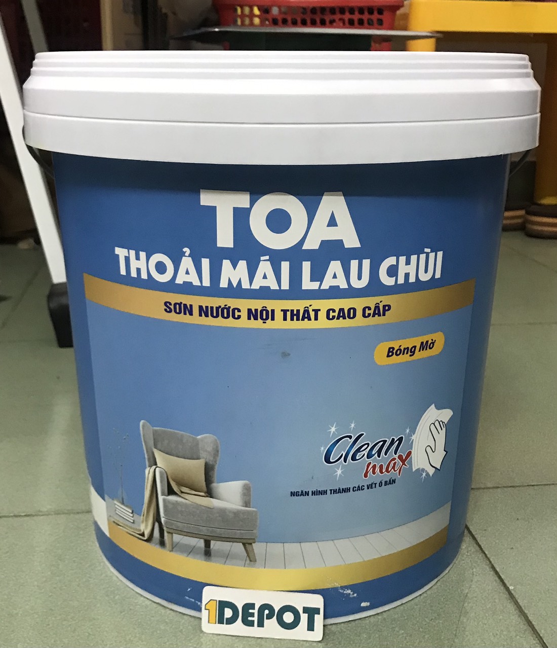 Sơn nước nội thất thoải mái lau chùi TOA bóng mờ, màu trắng, thùng 15L