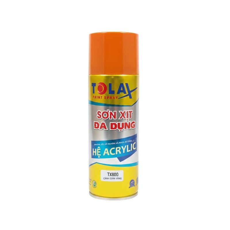 Sơn xịt đa dụng Tolax TX800 màu cánh gián vàng, 400ml, 12chai/thùng