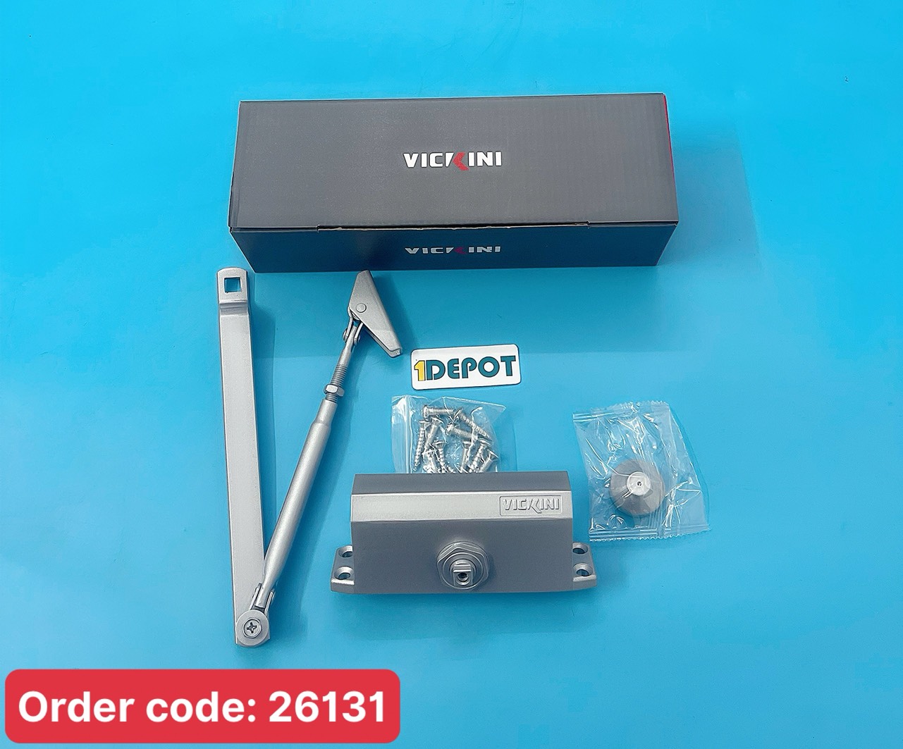 Tay đẩy tự đóng cửa Vickini 44051.001 chiều ngang tối đa 900 mm, cân nặng của cửa từ 20 – 45 kg