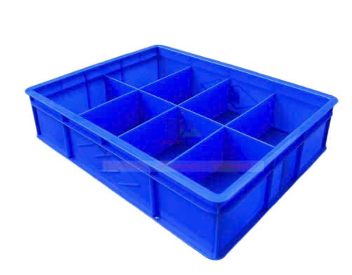 Thùng nhựa chia 8 ngăn, kích thước 520 x 410 x 125mm, màu xanh dương