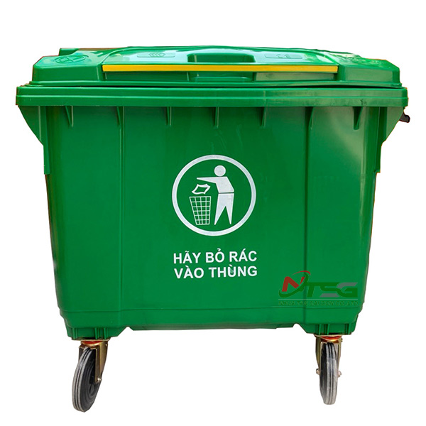 Thùng rác HDPE 660L màu xanh lá