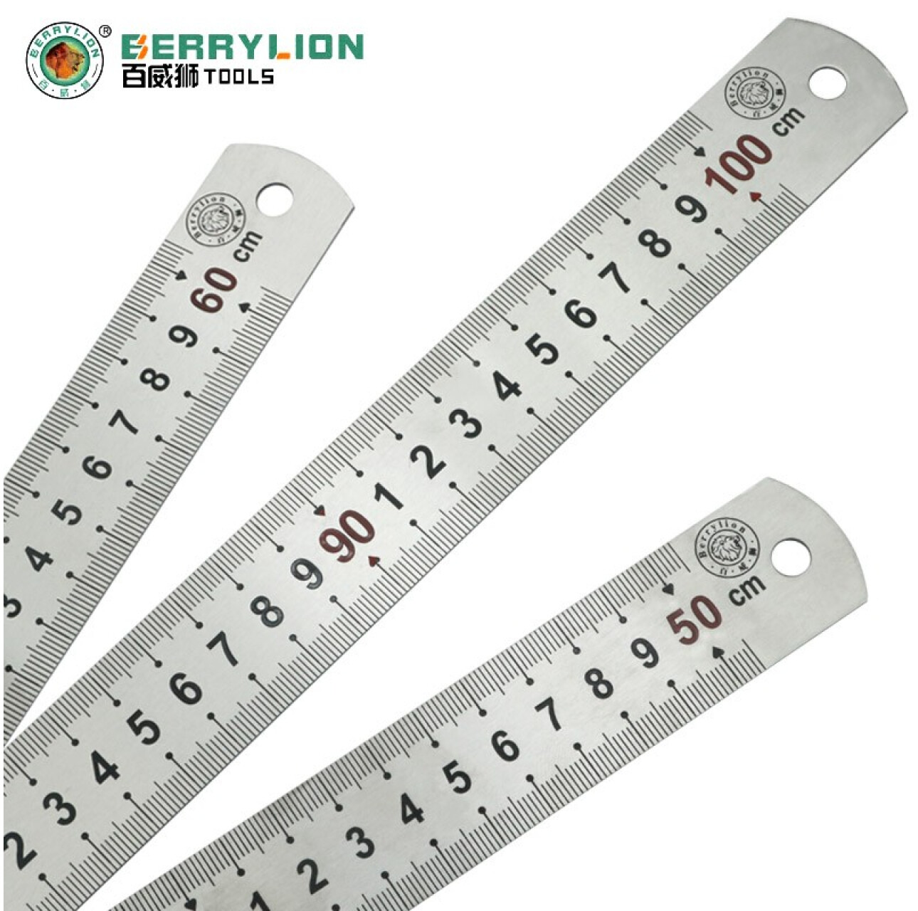 Thước lá thép 60cm bản rộng 28mm vạch chìm Berrylion 070701060 ( hệ inch & mét)