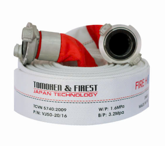 Vòi chữa cháy TOMOKEN VJ50-20/16 D50-20m-1.6Mpa FIREST kèm khớp kối GOST (có tem kiểm định)