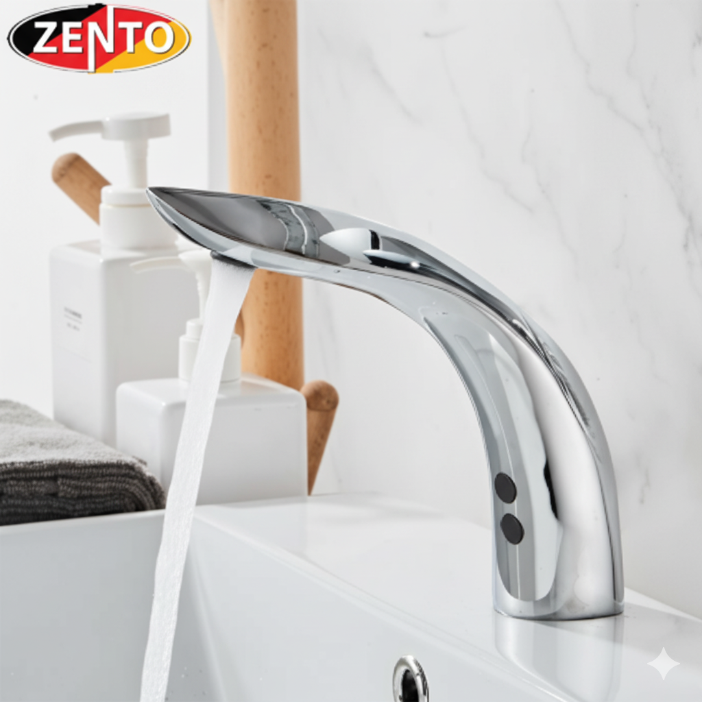 Vòi lavabo cảm ứng Zento ZT-AF2803, Inox sáng, cảm biến tự động, tiết kiệm nước